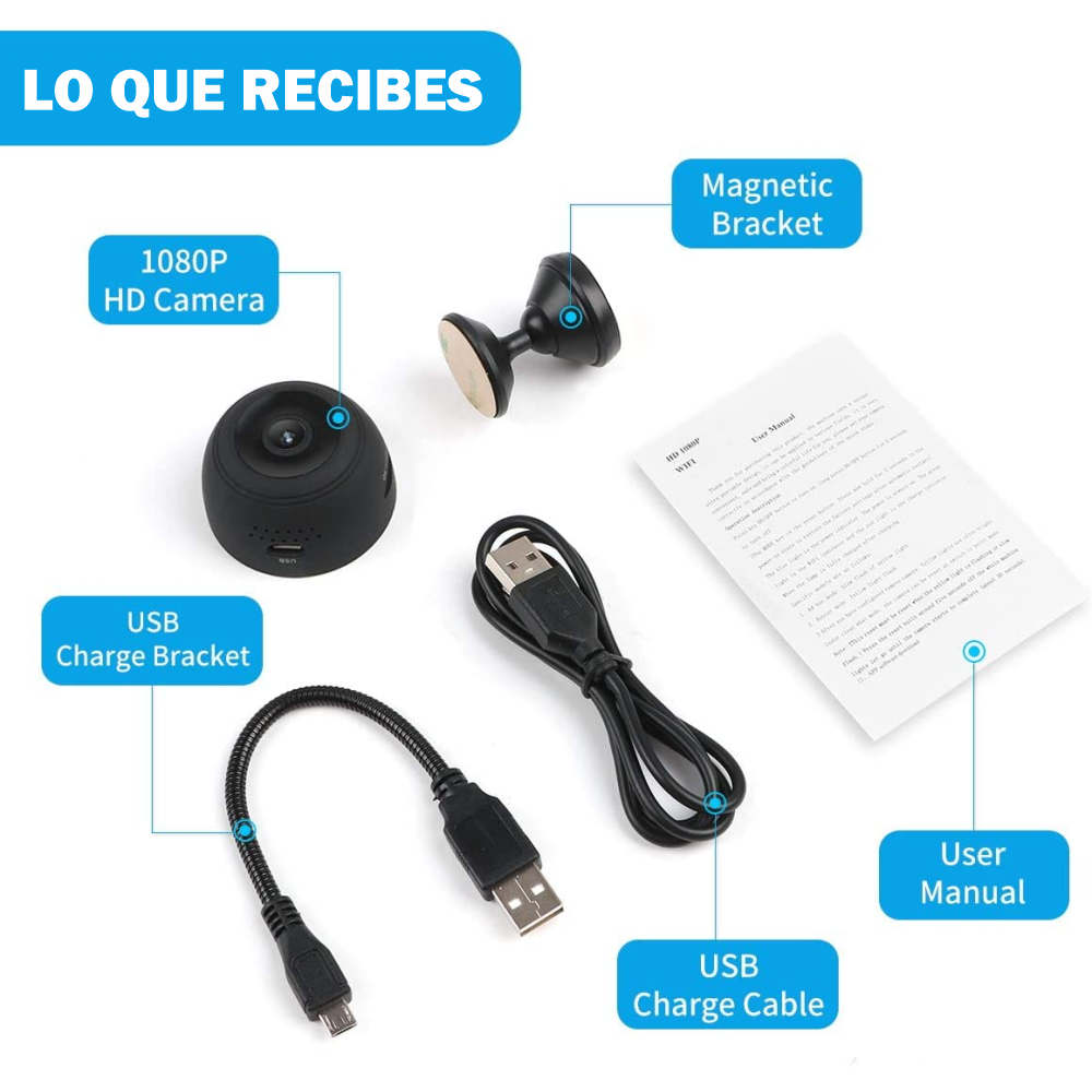 SPYGUARDIAN - Mini Cámara WiFi Full HD